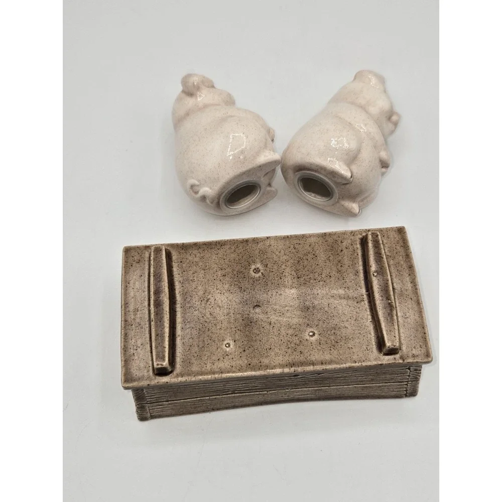 Vintage Pig‎ In Trough Salt and Pepper Shakers Set Farmhouse Country Kitchen